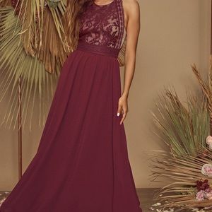 Lulus Forever and Always Burgundy Lace Macy Dress